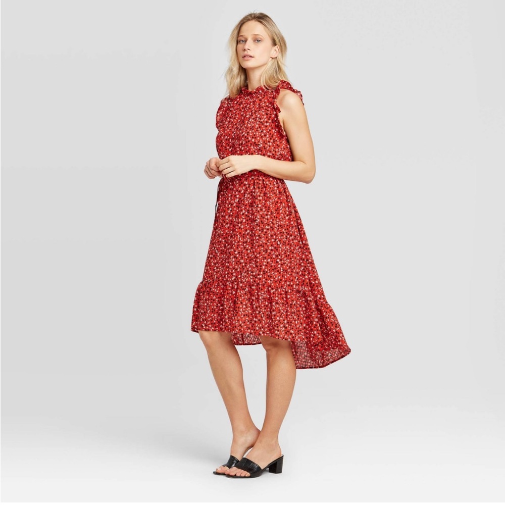Who What Wear Dress! Red, black & white floral